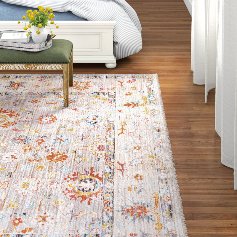 Three Posts™ Mendelsohn Oriental Saffron, Burnt Orange Area Rug